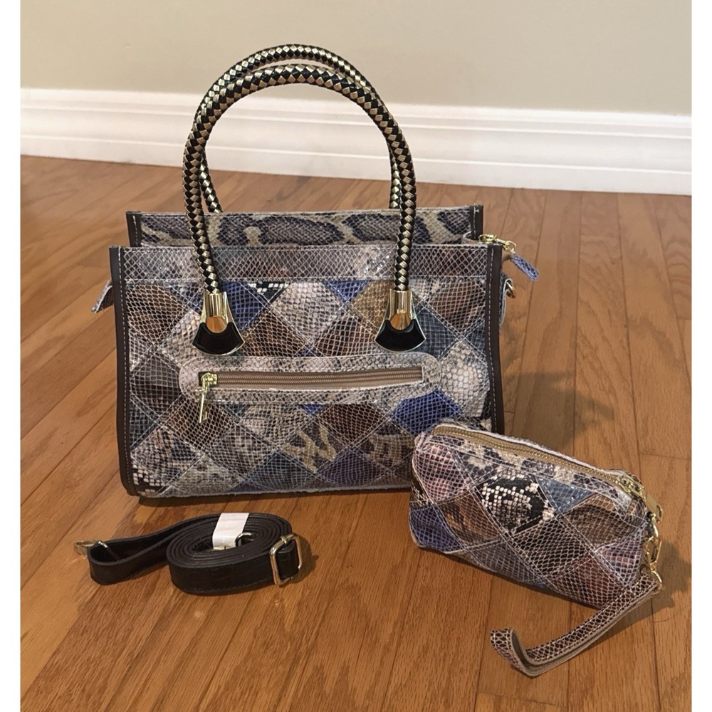 NWOT CHAOS BY ELSIE Leather Snake print Purse & Wristlet Shoulder Bag Satchel **